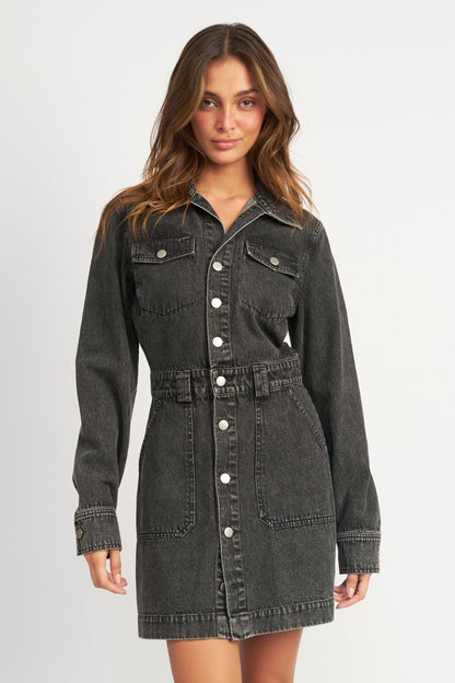 Daisy Button Denim Dress