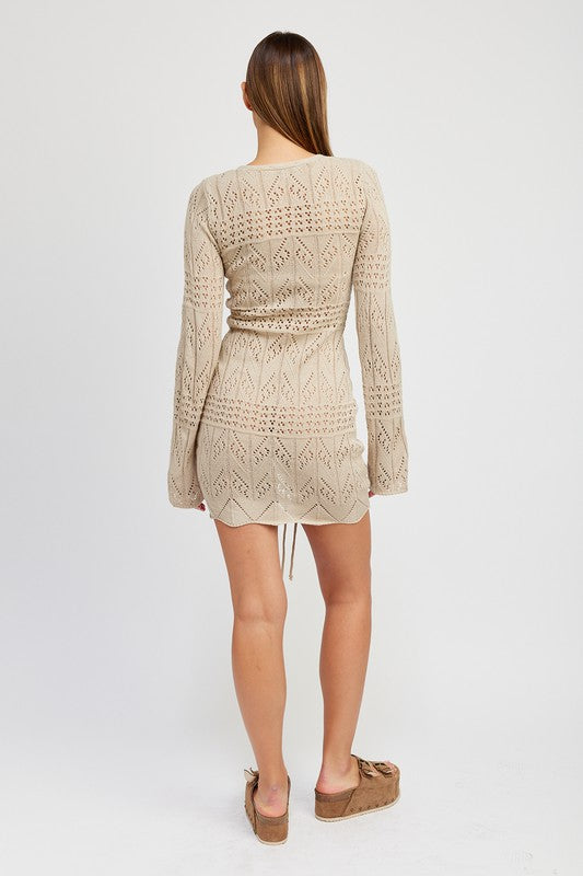 Ruched Crotchet Mini Dress