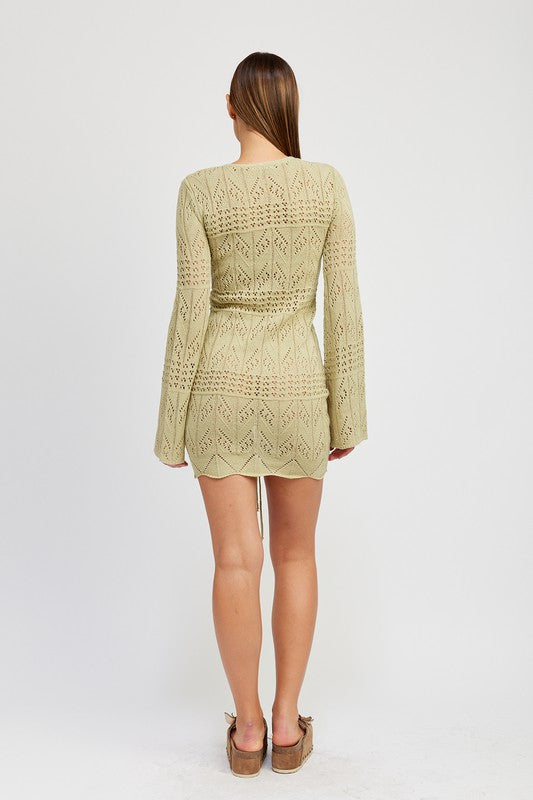 Ruched Crotchet Mini Dress