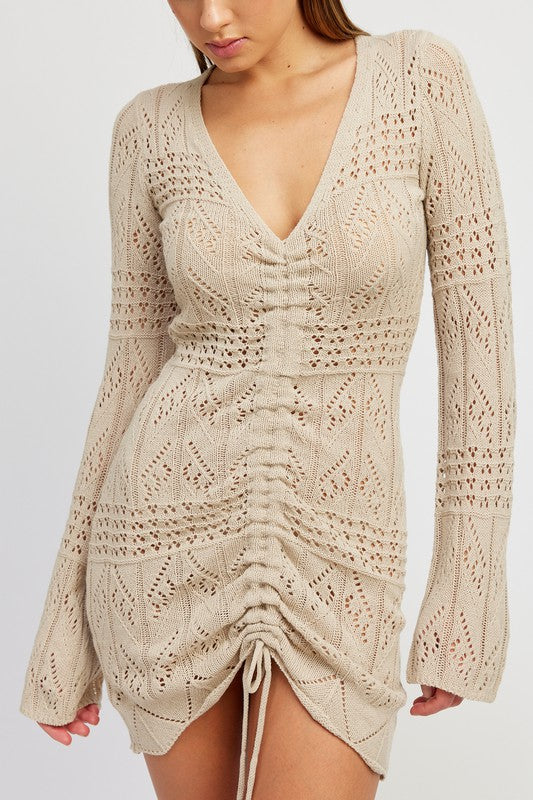 Ruched Crotchet Mini Dress