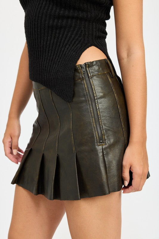 Leather Pleated Mini