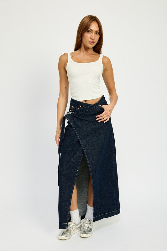 Wrap Denim Maxi