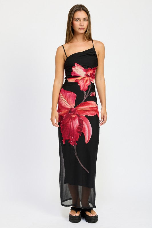 Lotus Asymmetrical Maxi Dress