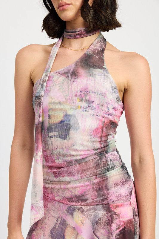 Graffiti Wrap Mini Dress