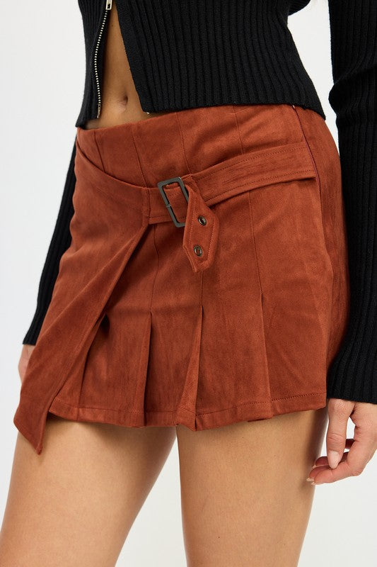 Ruby Suede Buckle Skort