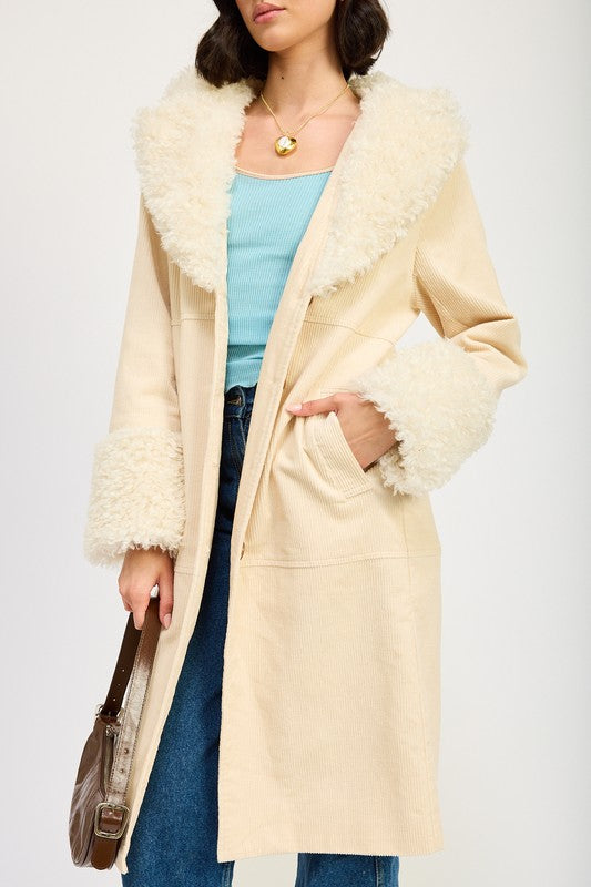 Faux Fur Mid Trench