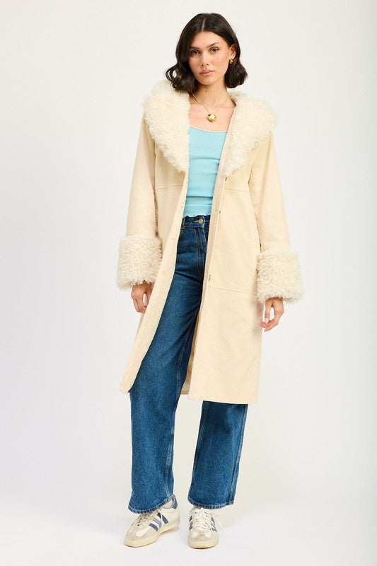 Faux Fur Mid Trench