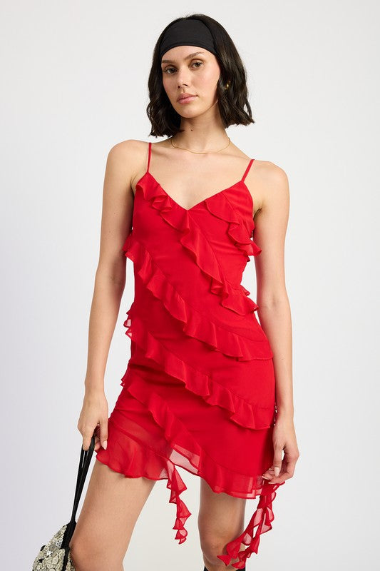 Lucky Ruffle Mini Dress