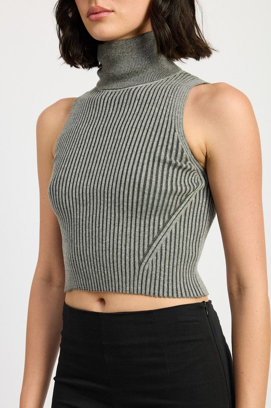 Sia Ribbed High Neck Top