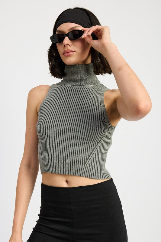 Sia Ribbed High Neck Top