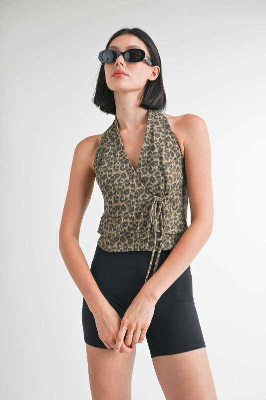 River Wrap Cheetah Top